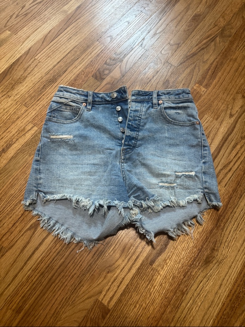 We The Free Blue Denim Cutoff Shorts